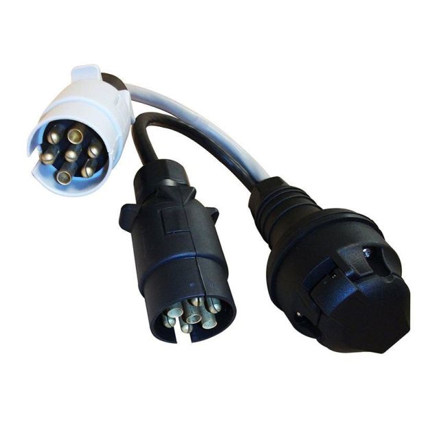 Milenco Adaptor Lead, for twin 7 pin (12N & 12S) car to 13 pin caravan
