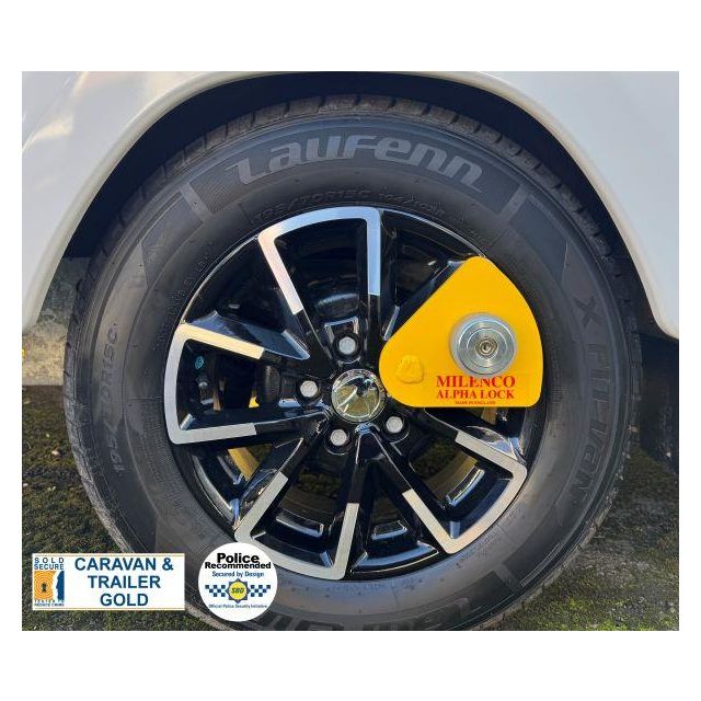 Milenco Alpha Gold Wheel Lock – High-Security Caravan Alloy Wheel Clamp